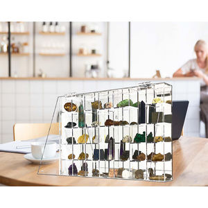 Armoire de rangement <span class=keywords><strong>murale</strong></span> ou de bureau transparente réglable pour 35 compartiments, idéale pour les objets de collection, figurines et collections de pierres. - Product Image 5