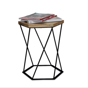 Petite et élégante table basse hexagonale en bois de manguier Design simple pour meubles de maison Portable et décoratif pour salon - Product Image 1