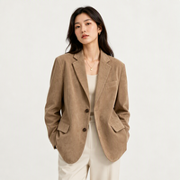 Blazer ample en daim camel marron pour femme 748