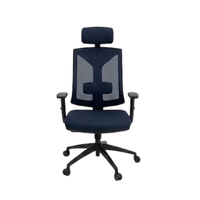 Chaise de bureau exécutive moderne en cuir PU, dossier en maille, appui-tête et accoudoirs réglables, base pivotante à roulettes, siège ergonomique pour bureau à domicile