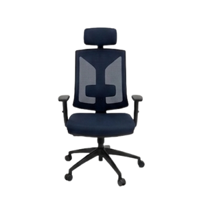 Chaise de bureau moderne avec dossier en maille, appui-tête et accoudoirs réglables, base pivotante à roulettes, assise ergonomique pour usage professionnel - Product Image 1