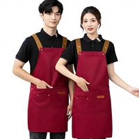 Tablier à sangle élargie, sangle à bouton-pression métallique avec longueur réglable, tissu robuste, tablier de cuisine pour restaurant, serveur, hôtel, LOGO personnalisé.