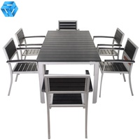 Ensemble de table et de chaises de salle à manger d'extérieur moderne HYX, meubles de jardin et de patio avec accessoires durables en acier inoxydable 304