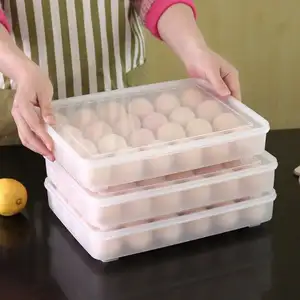 透明24个鸡蛋托盘储物盒分配器可重复使用的塑料鸡蛋纸箱冰箱可堆叠鸡蛋收纳盒
