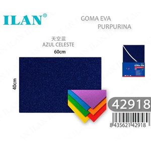 Foglio di Schiuma EVA ILAN 40x60cm, Blu Cielo Glitterato, Materiale per Artigianato - Product Image 1