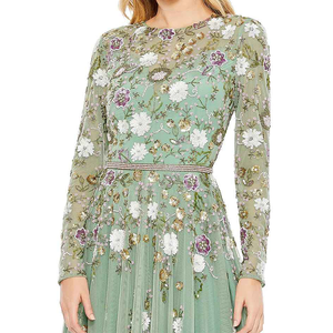 Abito stile impero in seta con perline a vita e paillettes a maniche lunghe con guaina formale abiti Casual <span class=keywords><strong>da</strong></span> sera ricami estivi - Product Image 2