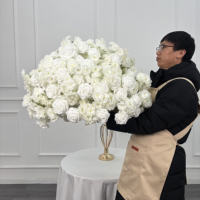 Bunga Artifisial DKB Elegant White, Bola Bunga 30 40 50 60 70 80cm, Warna Putih Krim, Buket Mawar dan Bunga Sakura untuk Dekorasi Tengah Meja