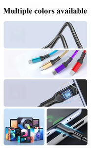 متعدد 2 في 1 شحن USB 1 م 2 م 2 م 3 م 3 قدم 6 قدم 10 قدم من النوع C إلى Type-C 3A كابل نايلون Nraid من سبائك الألومنيوم - Product Image 4