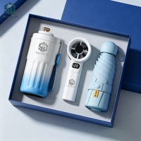 Produits Tendance : Coffret Cadeau d'Entreprise – Bouteille Isotherme, Parapluie et Éventail – Articles Promotionnels