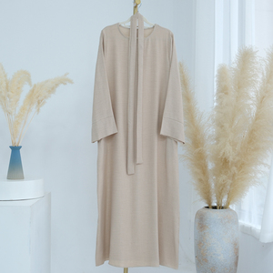 Maxi abito Casual stile semplice da donna Abaya con tasca e abbigliamento musulmano islamico semplice <span class=keywords><strong>elegante</strong></span> abito abito abito da sera <span class=keywords><strong>caftano</strong></span> quotidiano - Product Image 3