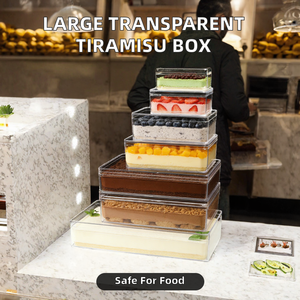 Caja transparente de PS para tiramisú, contenedor de plástico de calidad alimentaria para postres, caja rectangular para empacar pasteles, caja de regalo de 37 x 20 x 7.2 cm - Product Image 2