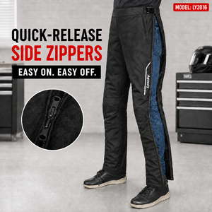 Pantaloni da <span class=keywords><strong>Moto</strong></span> <span class=keywords><strong>Invernali</strong></span> LY2016 600D Impermeabili Antivento Termici con Protezioni Ginocchia CE Livello 2 - Product Image 4