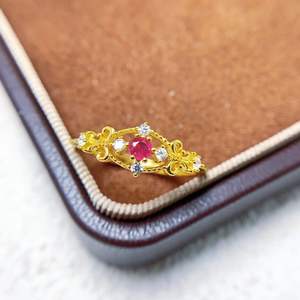 Bague S925 en rubis naturel Fantawild, style rétro français, design ajouré, bague couleur trésor, vente en gros à l'unité - Product Image 4
