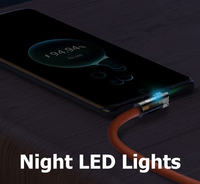 Kabel isi daya cepat berputar 180, kabel USB Tipe C LED, konektor putar fleksibel, pengisian daya keselamatan karet tebal tahan lama