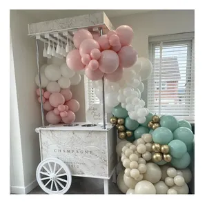 2024 Popular White PVC Birthday Party Event Champagne Cart Candy Cart With Wheels And Champagne Cart