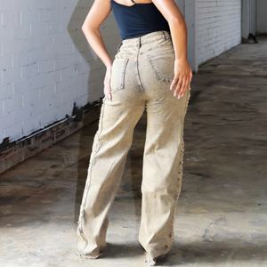 Jean cargo droit décontracté pour femme, style streetwear vintage, coupe ample, avec fermeture éclair et poches, en denim délavé – Nouvelle collection très prisée - Product Image 2