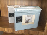 Set de draps de lit en microfibre 1800, literie froissé, ne se décolore, résistant aux taches, hypoallergénique, 4 pièces (Queen, blanc)