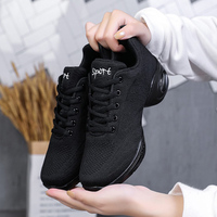 Chaussures de Jazz pour femmes baskets à lacets respirant plate-forme moderne marche chaussures de danse coussin d'air dame semelle fendue chaussures de sport