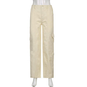 Pantalones de mujer de pierna ancha Cargo de cintura baja Pantalones vaqueros de pierna recta de verano Boyfriend - Product Image 5