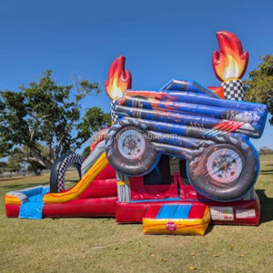 Château gonflable GMY violet et bleu pour jouer à l'extérieur avec toboggan et piscine, aire de <span class=keywords><strong>jeux</strong></span> pour enfants - Product Image 5