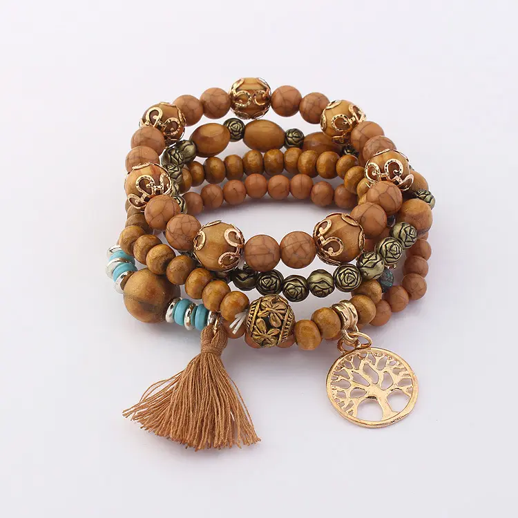 Wholesale Price Bohemia Bracelet Handmade Natural Stones Beads Bracelet With Tassel Charm Stocks Fast Delivery Vintage Jewelry