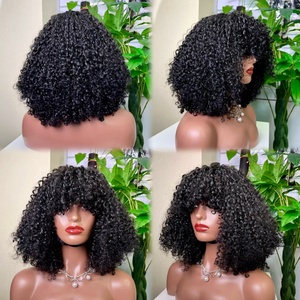100% Virgin Human Hair 270gram SDD <b>Pixie</b> Curl Fringe <b>Wig</b> Super Double Drawn Frange bob - Product Image 1