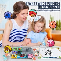 Vente chaude : Jouet éducatif pour enfants 2 en 1, tableau de dessin en plastique 3D, puzzle de dessin avec thème de Noël DIY