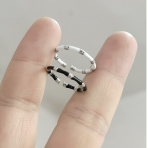 Trendy Design Bamboo Metal <b>Ring</b> White and Black Bamboo <b>Friendship</b> <b>Ring</b> with Open Feature Fashionable Jewelry - Product Image 1