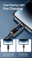 Kabel Data USB-C Flowing Glow LED 27W PD Pengisian Cepat Cangkang Logam Anti-Putus Kabel Jalinan Untuk Ponsel Apple OEM ODM