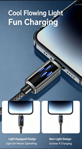 Câble <span class=keywords><strong>de</strong></span> données USB-C Flowing Glow LED avec charge rapide PD 27W, coque métallique, <span class=keywords><strong>fil</strong></span> tressé anti-casse pour téléphone <span class=keywords><strong>Apple</strong></span> OEM ODM - Product Image 4