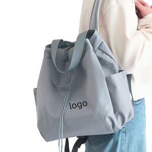 Minimalist Large Capacity Casual <b>Backpack</b> with Drawstring Versatile Elegant Burlap Tote Bag Solid Color Handbag - Product Image 1