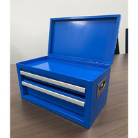 Boîte à outils industrielle mini en métal avec 2 tiroirs, couvercle rabattable, en acier thermolaqué, portable, supporte la personnalisation OBM