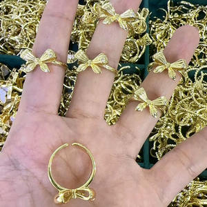 RM1659 Schattige lint statement ring, 18k gouden delicate liefdesknoop zuiverheidsbelofte ring voor vrouwen, trendy dagelijkse minimalistische strik ring - Product Image 4