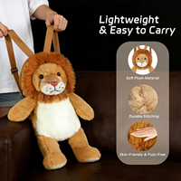 Sac à dos en peluche personnalisé en forme de lion mignon pour enfants, doux et câlin, avec bretelles réglables