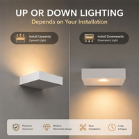 Lámparas de Pared LED Cuadradas Modernas, Cableadas, AC85-265V, Aluminio, Alto CRI 90, Luz Blanca Cálida para Hotel, Cafetería, Pasillo