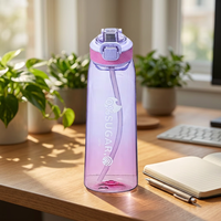 Bouteille d'eau en plastique sans BPA, qualité alimentaire, anti-fuite, à boire directement, avec couvercle à ressort, idéale pour le camping, l'école et la salle de sport