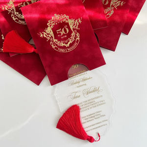 Cartes <span class=keywords><strong>de</strong></span> <span class=keywords><strong>mariage</strong></span> élégantes en acrylique <span class=keywords><strong>transparent</strong></span> avec enveloppe en velours, ensemble personnalisé avec logo en estampe dorée, invitations <span class=keywords><strong>de</strong></span> <span class=keywords><strong>mariage</strong></span> - Product Image 2