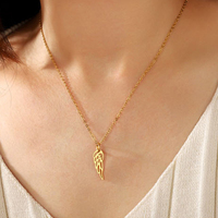 Collar de Alas de Ángel de Acero Inoxidable con Baño de Oro Rosa de 18K y PVD, Sin Deslustre, al por Mayor, para Mujer