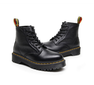 Bottes mi-mollet à plateforme pour femmes, grande taille, en <span class=keywords><strong>cuir</strong></span> de vache véritable, chaussures épaisses pour femmes, bottines mi-mollet style universitaire - Product Image 6