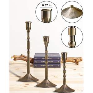 YOUTUOY ensemble de 3 pièces vintage bougeoirs coniques faits à la main ferme cuisine table de fête centre de table pour mariage autres occasions - Product Image 4