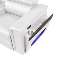 Canapé d'angle électrique en cuir en forme de L, inclinable, pour cinéma, avec table basse moderne extensible et rangement, idéal pour appartement et salon