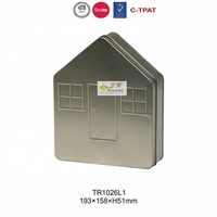Boîte cadeau en métal de taille personnalisée JH, forme de maison, pour le stockage de Noël, boîte en fer blanc rectangulaire durable