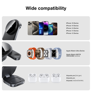 Cargador Inalámbrico 3 en 1 Plegable de 15W para Teléfono, Reloj y Auriculares, Diseño Innovador, Envío Rápido, Superventas - Product Image 2