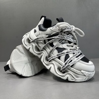 Chaussures Dad Shoes en Cuir Véritable à Lacets et Sangles Croisées à Semelle Épaisse pour Hommes ; Nouvelles Chaussures Tendance Automne 2026 Confortables Sportives Décontractées