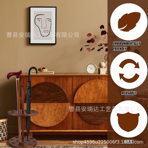 Paragüero de pie de madera maciza para interiores, estilo retro, con soporte para bastones, estante de almacenamiento y exhibición para sala de estar - Product Image 4