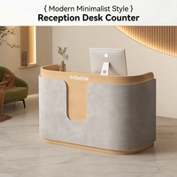 Comptoir de réception incurvé de luxe léger de style médiéval avec éclairage LED, meuble commercial pour salon de beauté, hôtel, SPA, bureau, restaurant, personnalisable