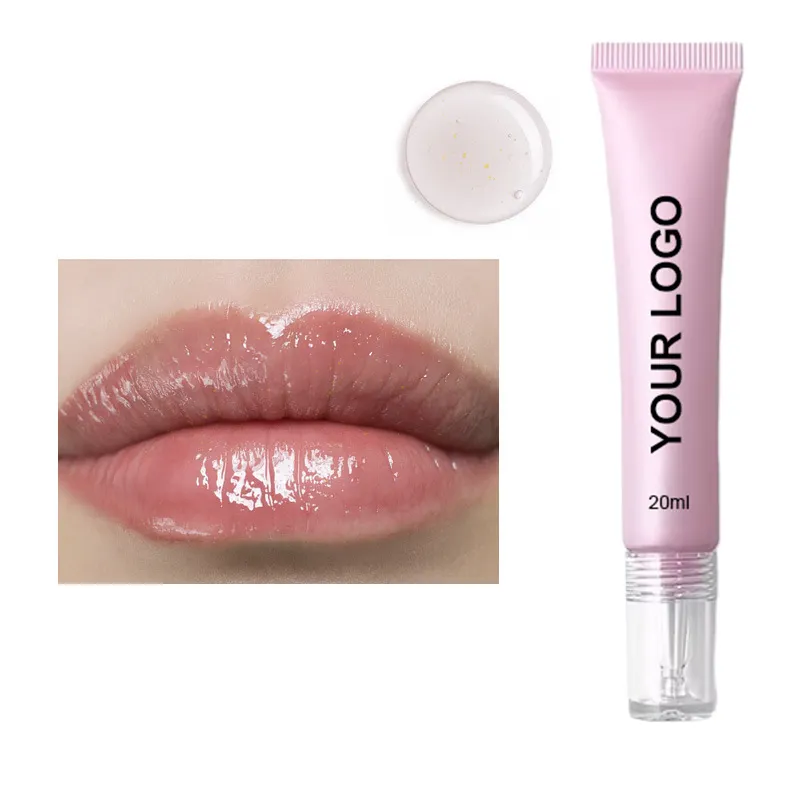 Wholesale30 tatlar düşük adedi yüksek kalite dudak parlatıcısı tatlandırıcı yağ özel etiket meyve temizle vegan pembe dudak yağı