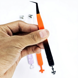 New Collection Professional Christmas Orange Black Lash Tweezers Custom Logo Non-Fiber Tip Durable High Quality Customized - Product Image 1