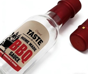 Bouteilles en verre de 100 ml pour sauce piquante et ketchup avec bouchons compte-gouttes à vis, capuchons rouges et bandes thermorétractables - Product Image 2