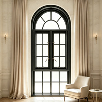 Fenêtre Courbe Battante en Alliage d'Aluminium à Double Vitrage, du Sol au Plafond, Style Français Moderne, Insonorisée, pour Villa et Appartement